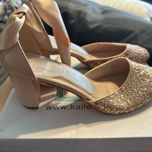 Kai-Lee P Sparkling Glitter Heels with Satin Ribbon
